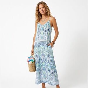 Finn & Grace Paisley Boho Summer Beach Travel Cruise Midi Dress Size Medium‎